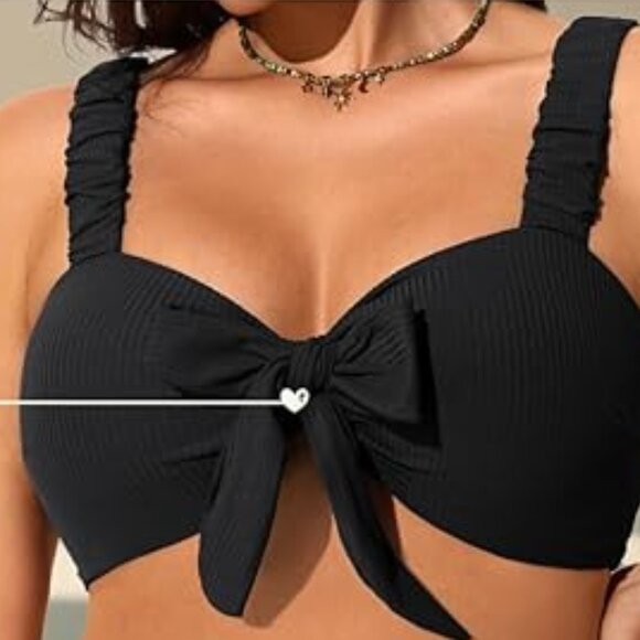 Summer Mae Black Ribbed Maternity Bikini Swimsuit High Waisted Size 4 NWT #2109 - Picture 7 of 9